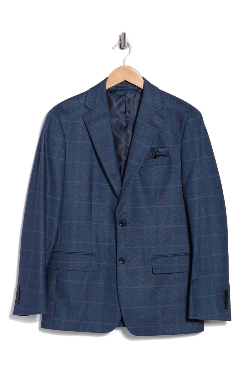 Slim Fit Plaid Sport Coat, Alternate, color, NAVY