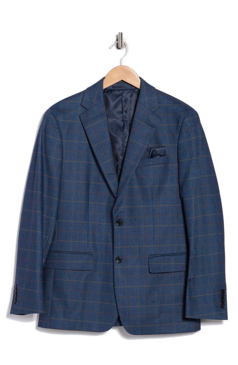 Duchamp Slim Fit Plaid Sport Coat, Alternate, color, Navy