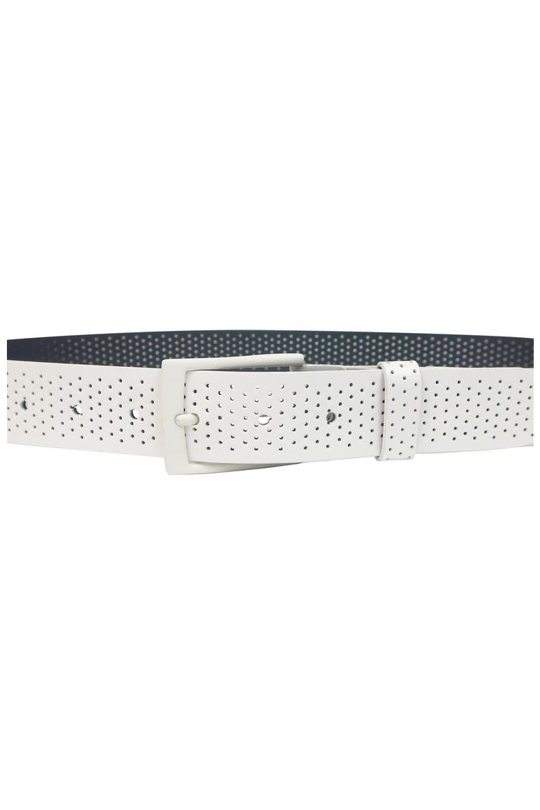 Comfort Stretch Perforated Leather Golf Belt, Alternate, color, White