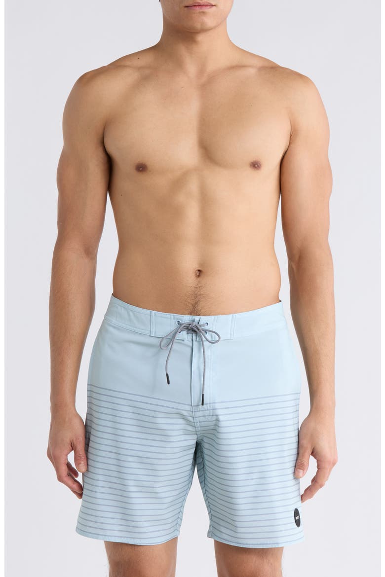 Current Stripe Water Repellent Board Shorts, Main, color, BLUE HAZE