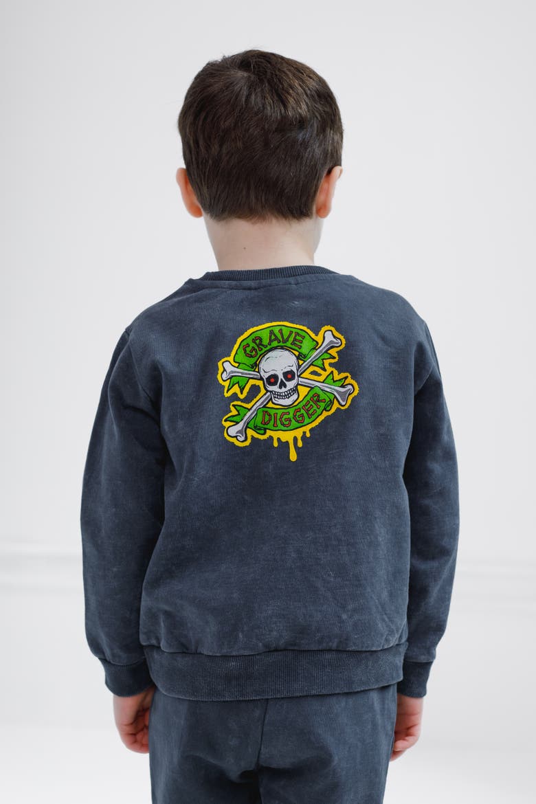 Grave Digger Fleece 2-Piece Sweatshirt and Pants Set, Alternate, color, Grave Digger Grey