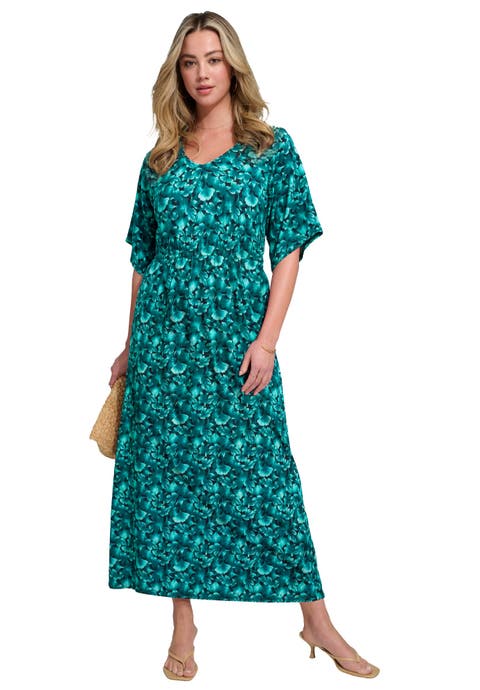 Plus Size Stretch Knit Dolman Sleeve Maxi Dress