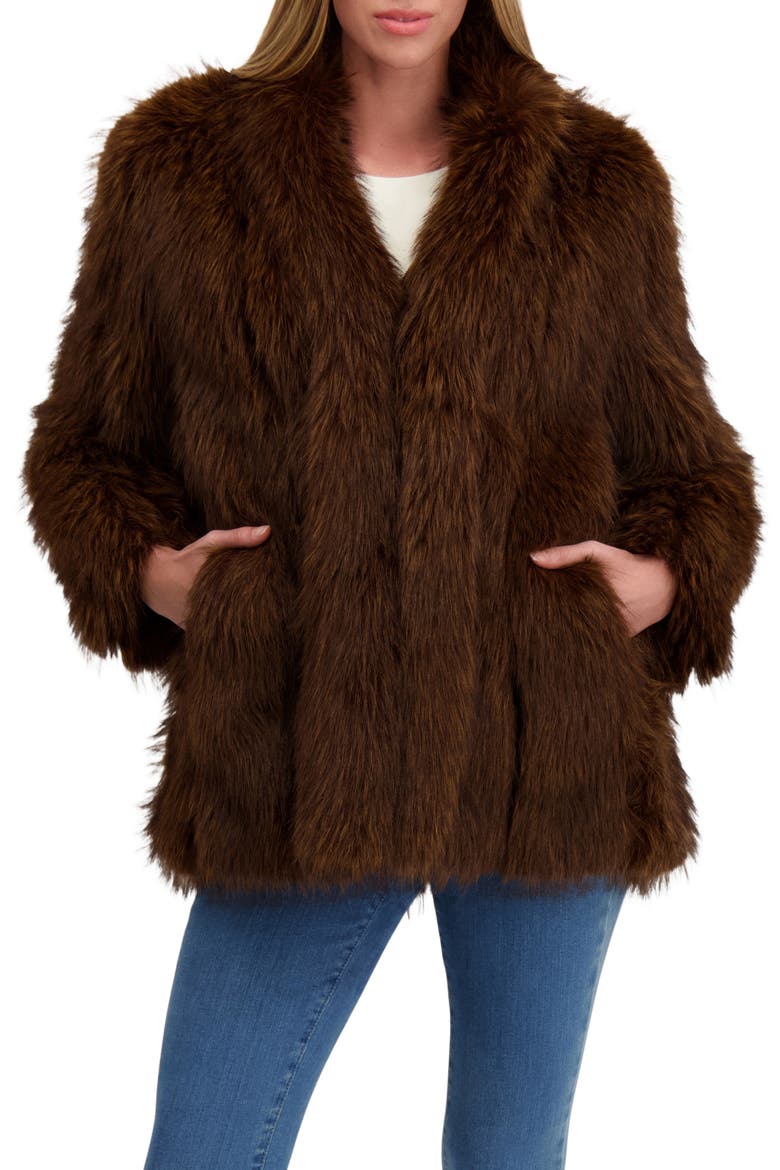 Fur-Free Fox (Faux Fur) Jacket, Main, color, BROWN MULTI