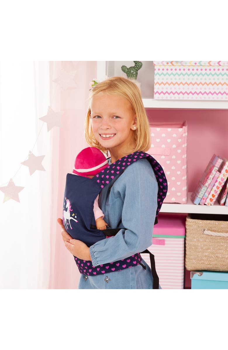 Bayer Doll Carrier with Adjustable Straps and Unicorn Design for 18 Inches Dolls, Main, color, Multicolored