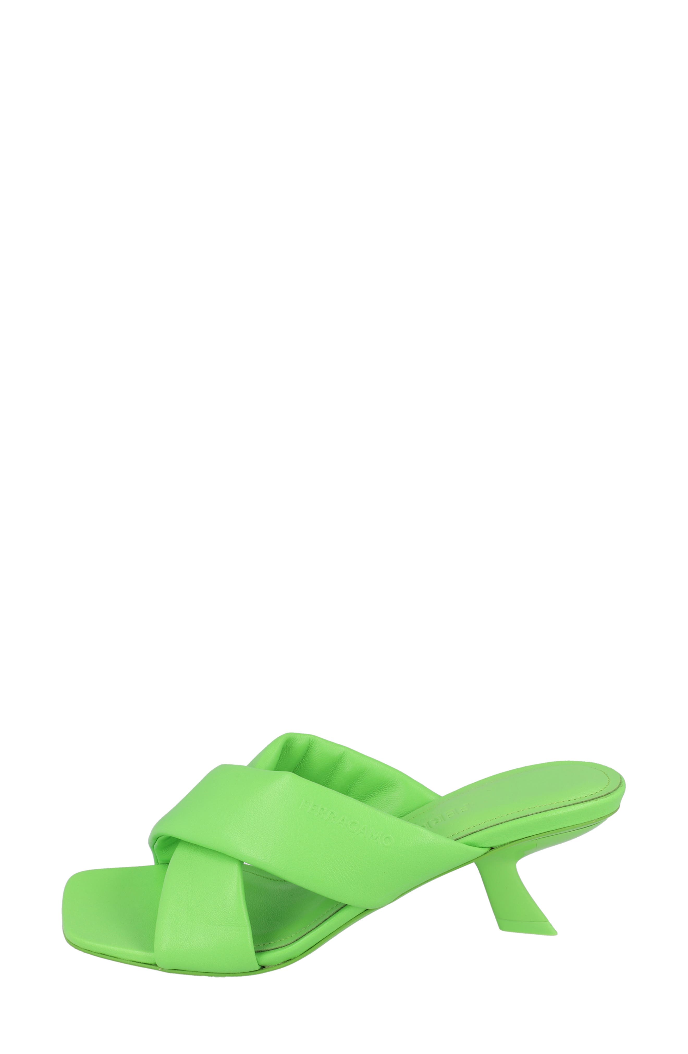 FERRAGAMO Crossover Slide Sandal, Alternate, color, Green