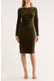 Long Sleeve Ruched Velvet Midi Dress