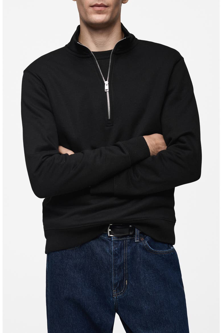 Half Zip Pullover, Main, color, BLACK