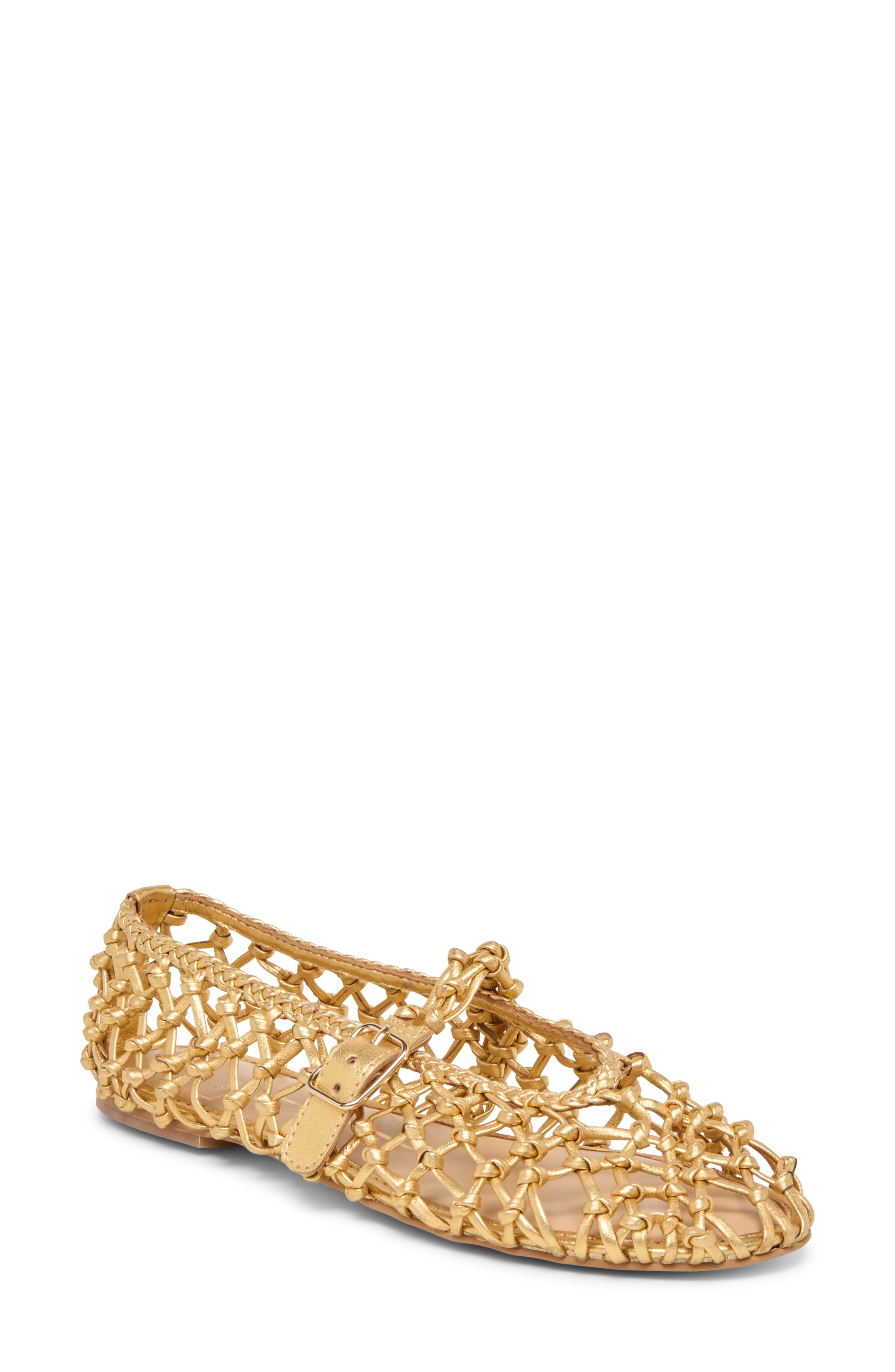 Dolce Vita Clair Woven Mary Jane Flat, Main, color, Gold Woven Leather