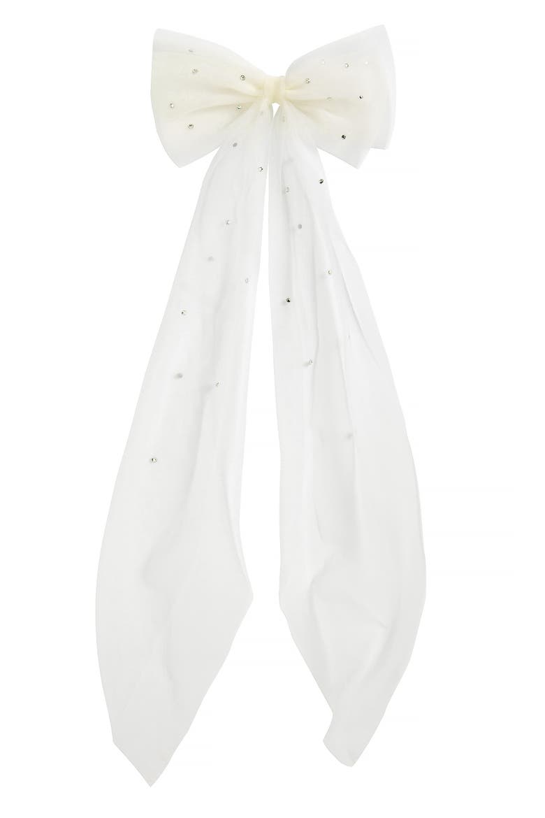 Solene Embellished Tulle Bow, Main, color, IVORY