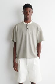 COS Striped Cotton Henley T-shirt