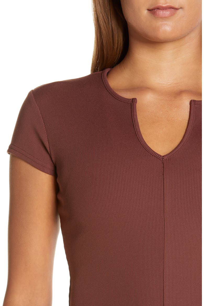 Savvy Short Sleeve Rib Crop Top, Alternate, color, CHERRY COLA