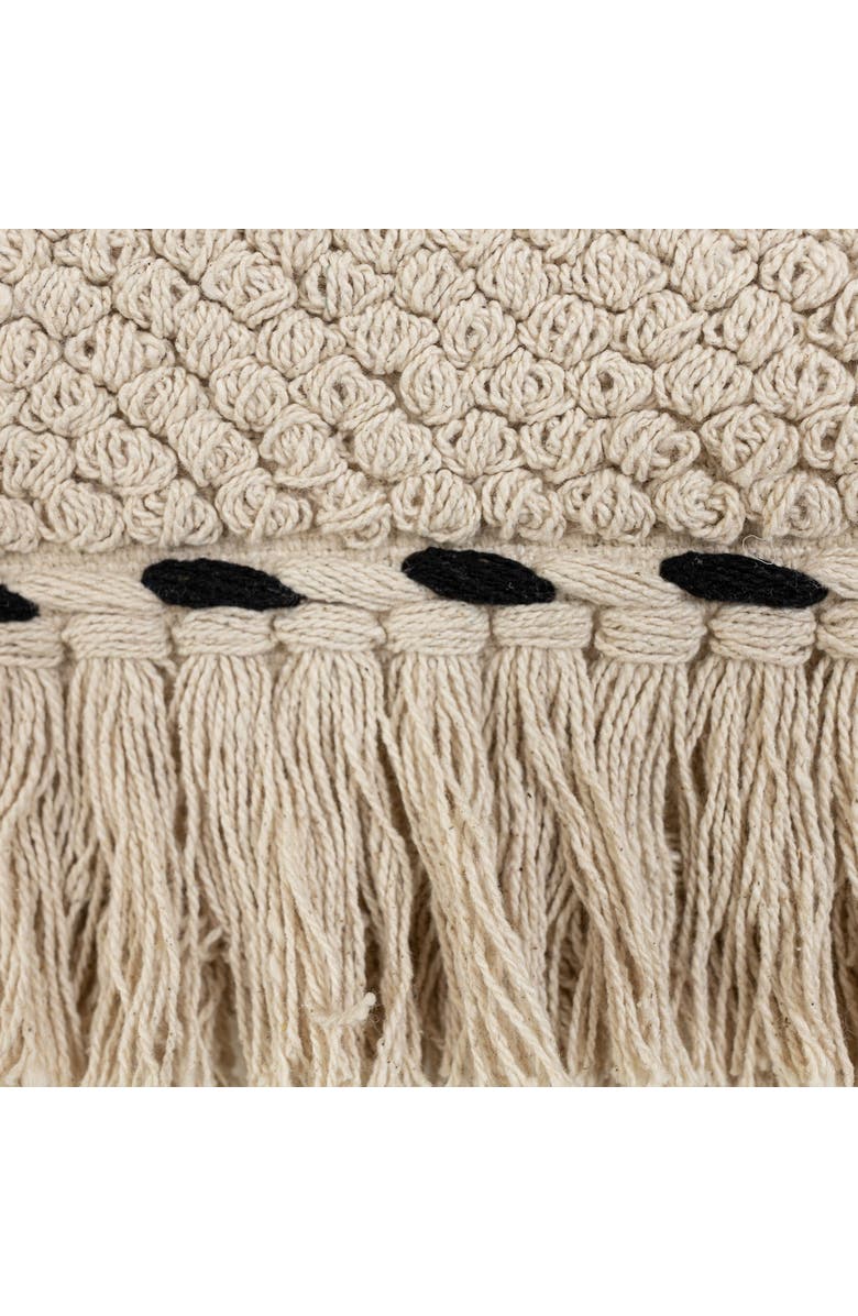 Foreside Home and Garden Hand Woven Geo Pattern Wall Art Black Cotton & Wood Dowel, Alternate, color, Beige