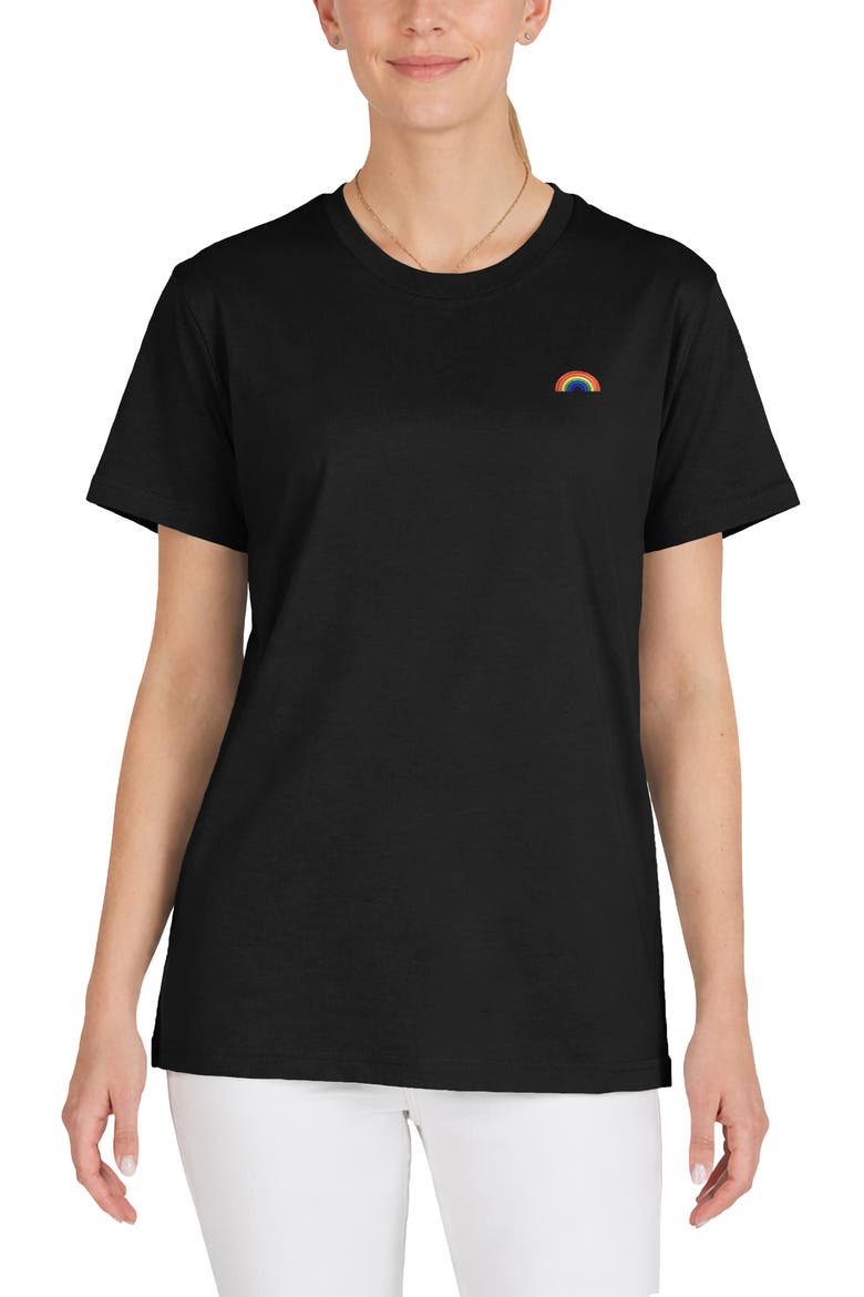 Womens Rainbow Jersey Relaxed Tee, Main, color, Black