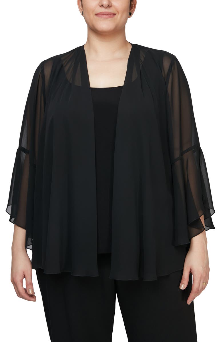 Alex Evenings Bell Sleeve Chiffon Cover-Up Jacket, Main, color, 