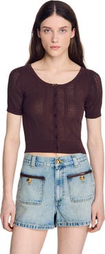 SANDRO Pointelle knit cardigan