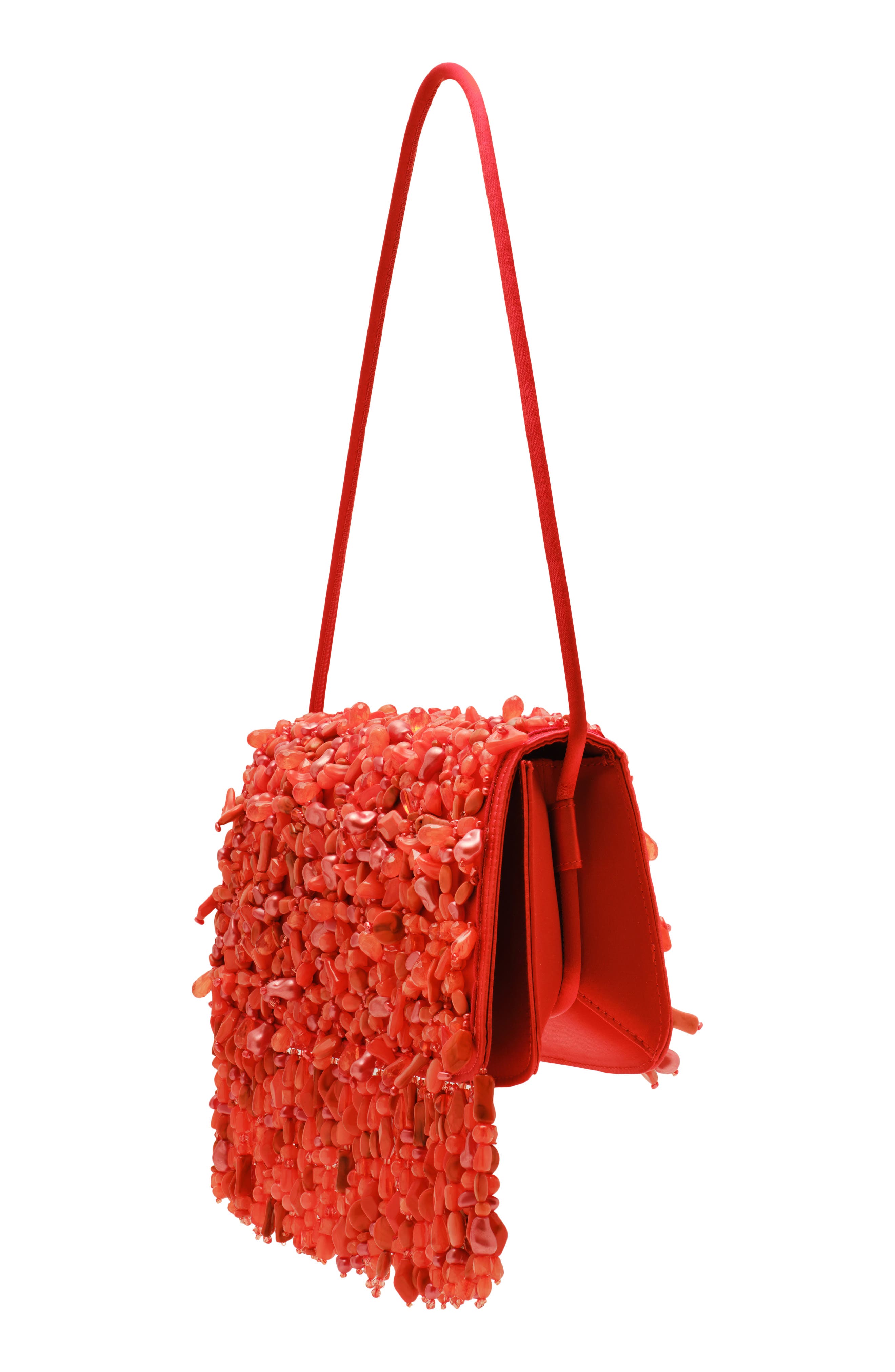 Cult Gaia Idalia Embellished Satin Shoulder Bag, Alternate, color, Canyon