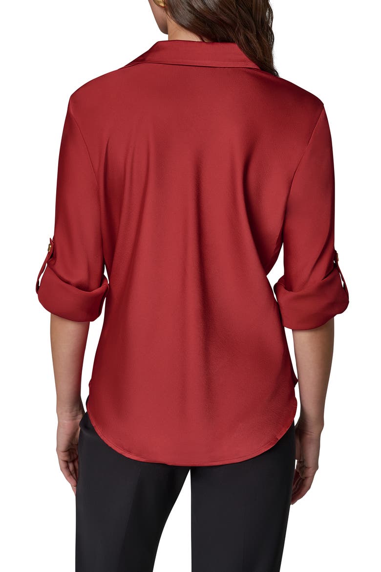 Roll Sleeve Cowl Neck Top, Alternate, color, RED VELVET