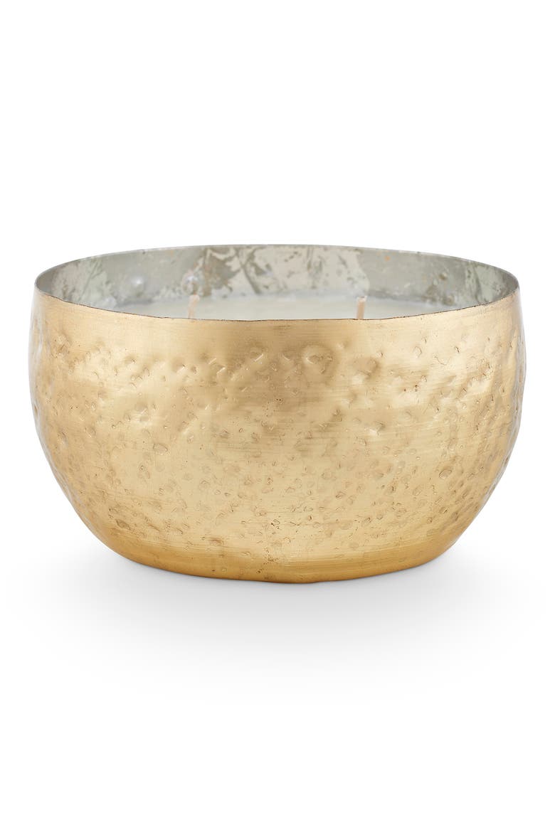 Winter White Large Iced Metal Candle, Main, color, GOLD