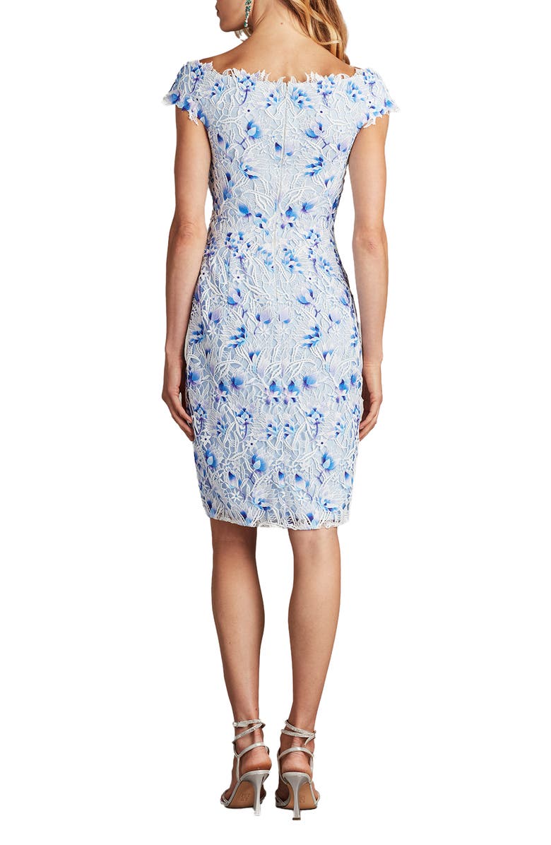 Tadashi Shoji Embroidered Lace Cocktail Dress, Alternate, color, White/ Blue