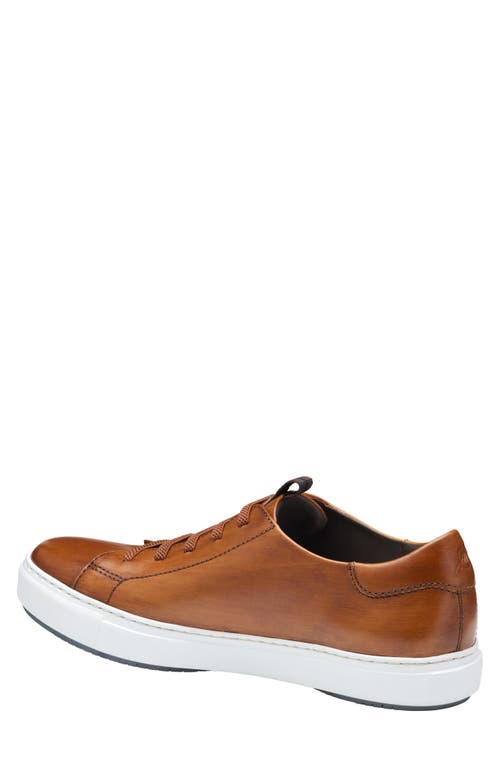 Johnston & Murphy Collection Anson Lace To Toe Sneaker In Brown Hand-stained Calfskin