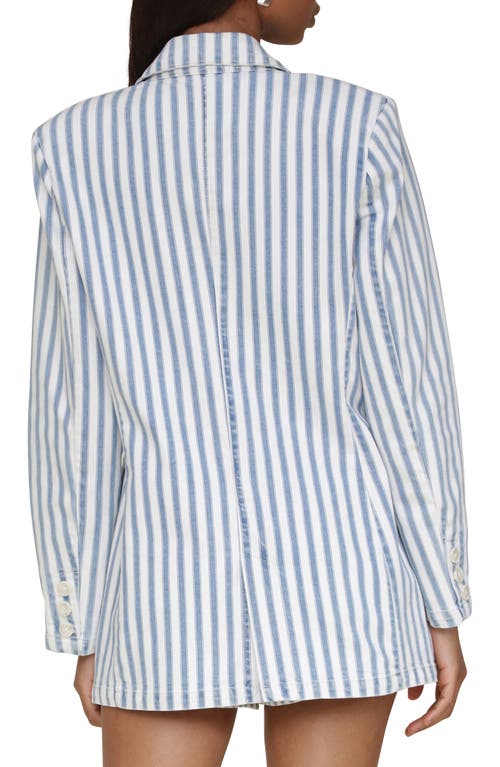 Avec Les Filles Stripe Oversize Blazer In Medium Blue W/white Stripe