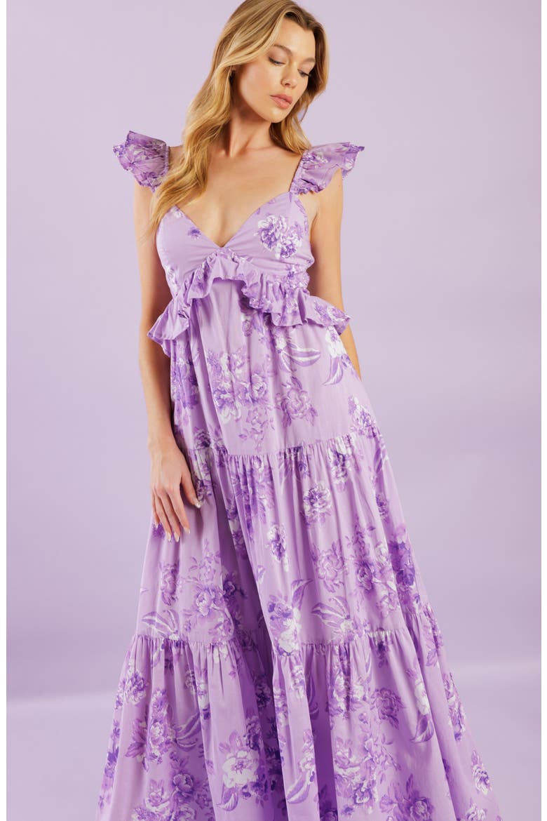 Ruffle Trim Maxi Dress, Alternate, color, LAVENDER