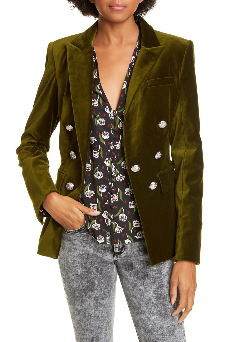 Lawrence Velvet Dickey Jacket, Main, color, OLIVE