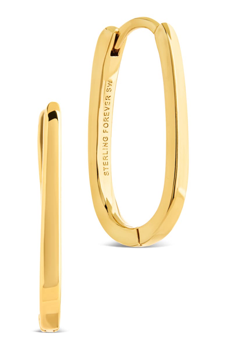 Sterling Forever Zuxana Polished Oval Hoop Drop Earrings, Main, color, Gold