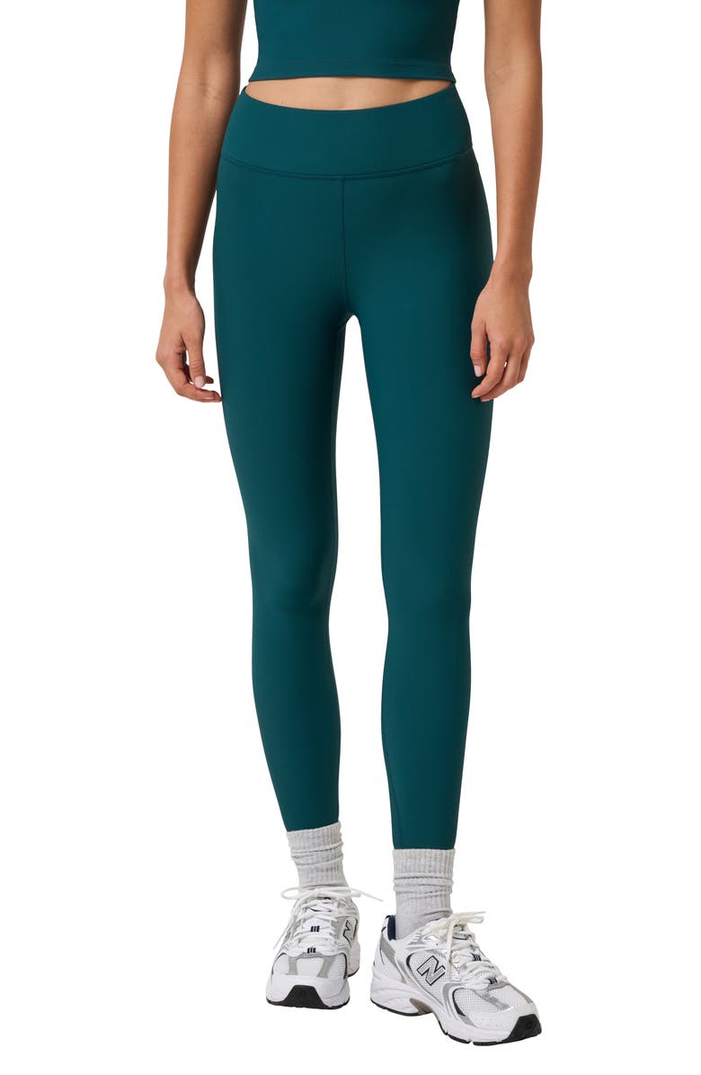 TravisMathew Move Knit Rib Leggings, Main, color, Dark Sea