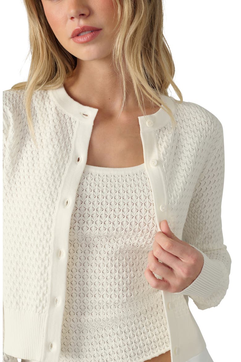 The Pointelle Dani Cardigan, Alternate, color, MILK