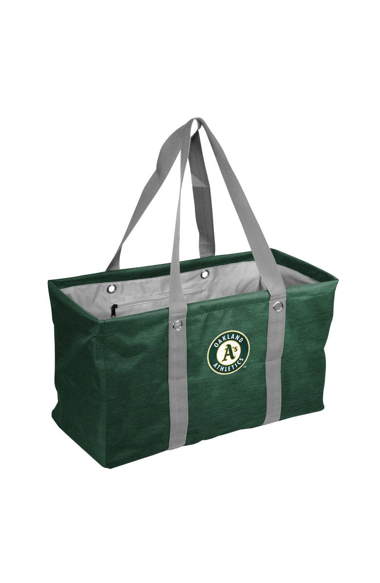 LOGO BRANDS Oakland Athletics Crosshatch Picnic Caddy Tote Bag, Main, color, Hunter Green