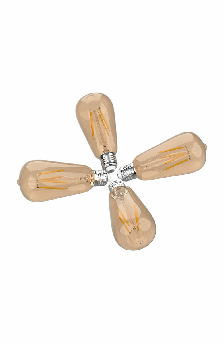 JONATHAN Y Vintage Non-Dimmable ST58-4W LED Edison Bulbs with E26 Base, 80+ CRI, Warm White 2700K, 350 Lumens, Tinted Amber, Main, color, Amber