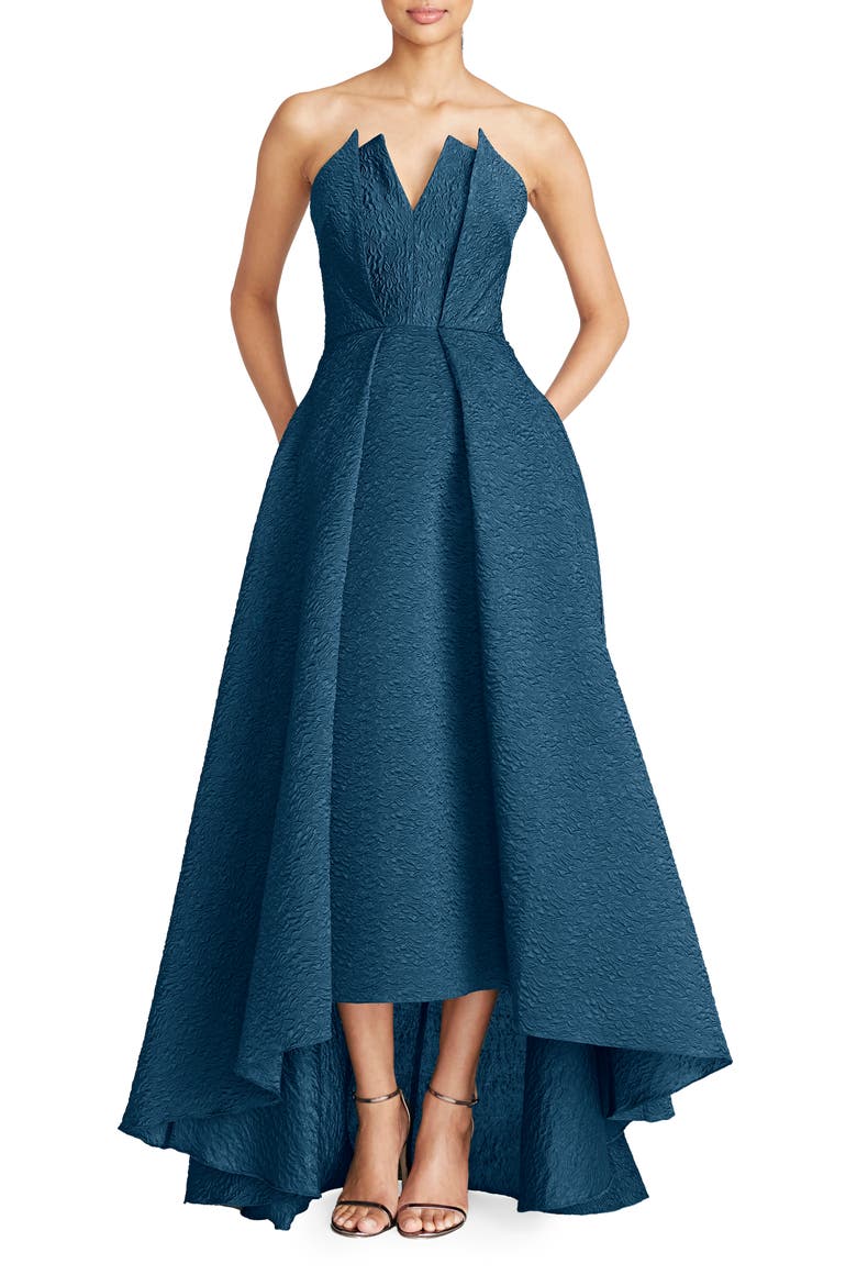 Imogen Texture Strapless High-Low Gown, Main, color, MOROCCAN BLUE