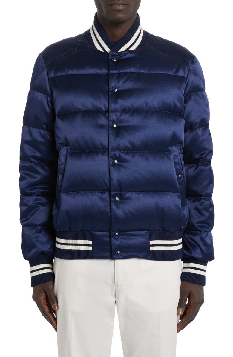 Moncler Dives Quilted Satin Down Bomber Jacket, Main, color, 