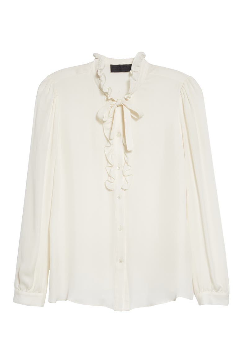 Miera Ruffle Silk Blouse, Alternate, color, IVORY
