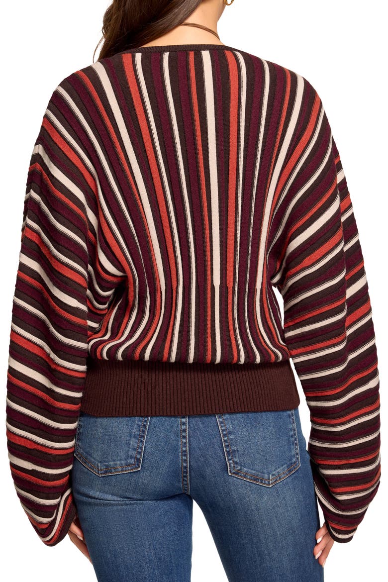 Jane Stripe V-Neck Sweater, Alternate, color, CRANBERRY STRIPE