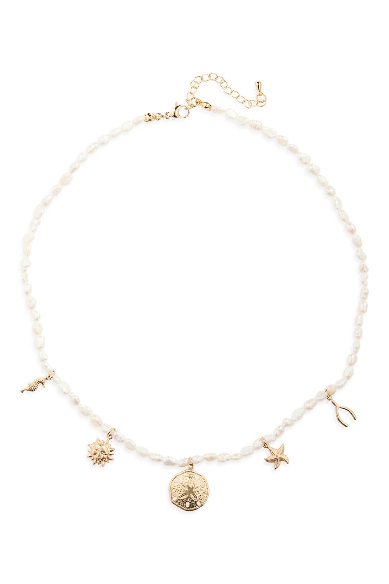 Sunspell Freshwater Pearl Necklace, Main, color, GOLD