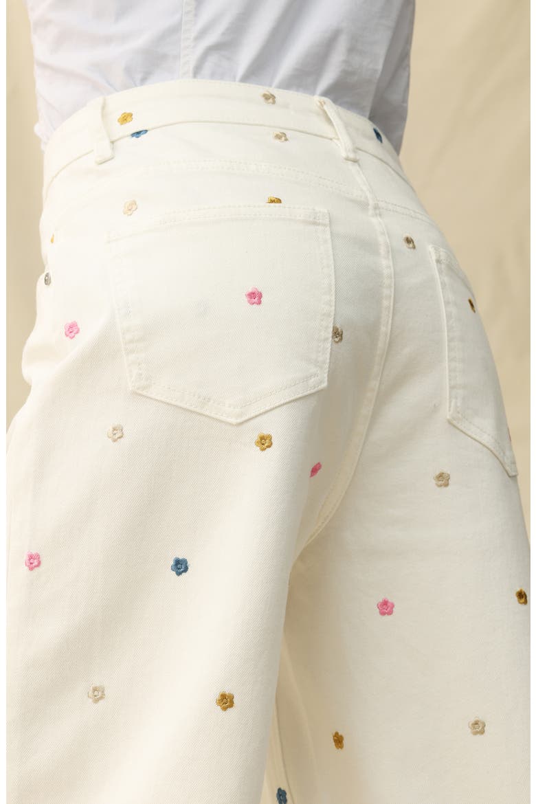 Floral Embroidered Wide Leg Jeans, Alternate, color, WHITE