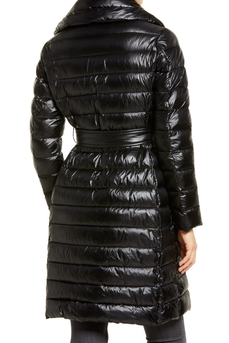 Water Repellent Belted Puffer Jacket, Alternate, color, BLACK