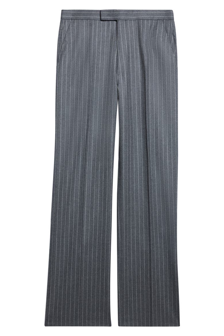 Pinstripe Twill Flannel Wide Leg Pants, Alternate, color, GREY