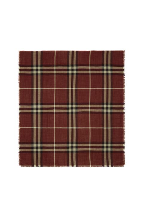 Wide Reversible Check Wool Silk Scarf