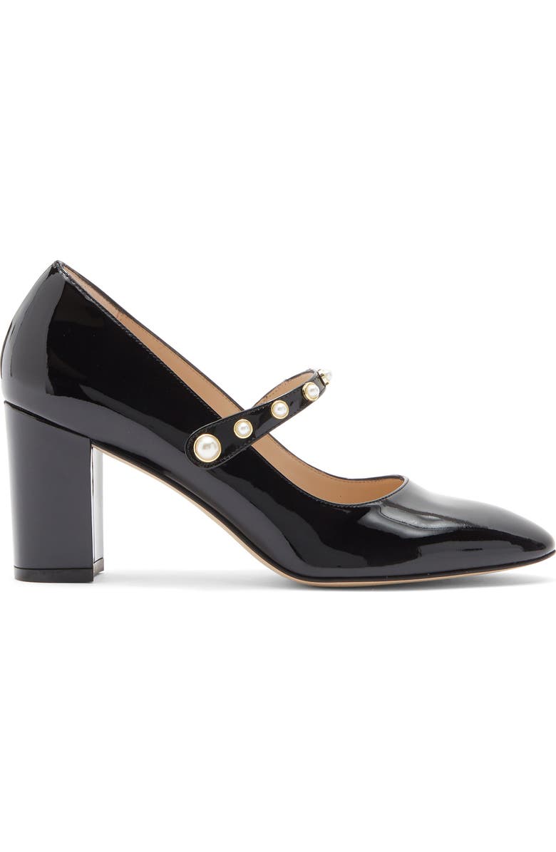 Stuart Weitzman Ari Faux Pearl Mary Jane Pump, Alternate, color, Black