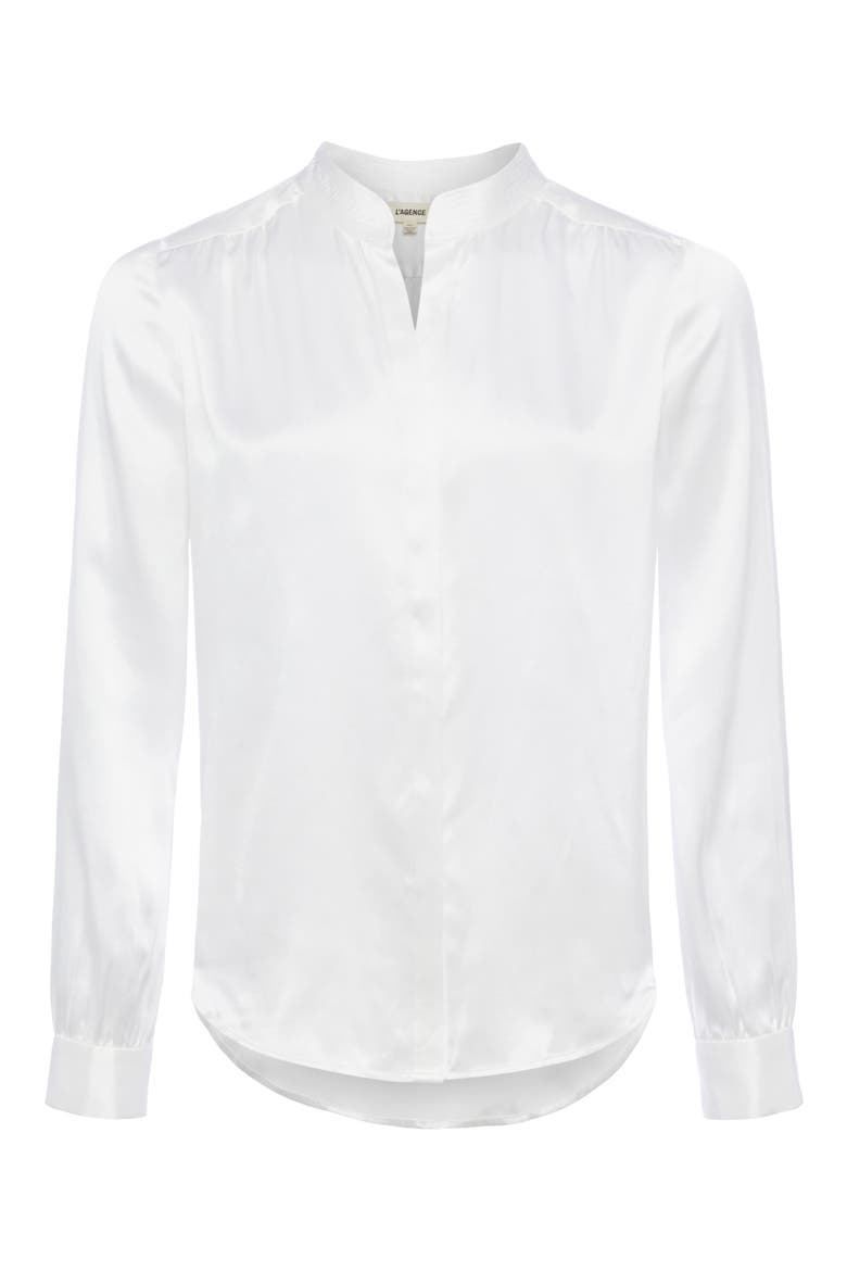 Bianca Silk Satin Blouse, Alternate, color, WHITE