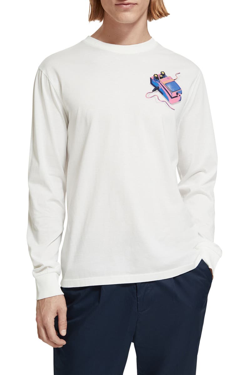 Scotch & Soda Club Soda Long Sleeve Organic Cotton Graphic T-Shirt, Main, color, 