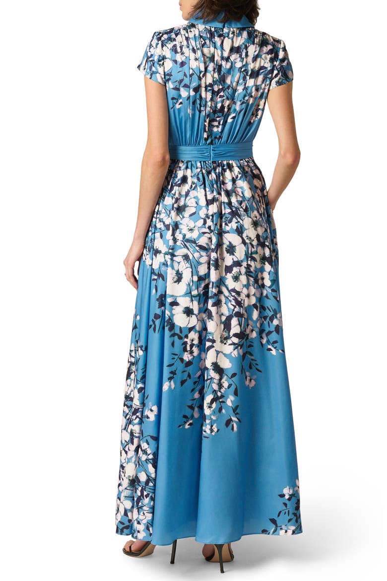 Print Tie Waist Gown, Alternate, color, BLUE MULTI