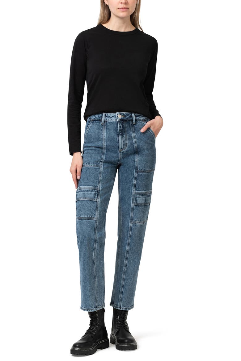 Marissa High Waist Straight Leg Utility Jeans, Alternate, color, MID BRUSHED CLASSIC BLUE