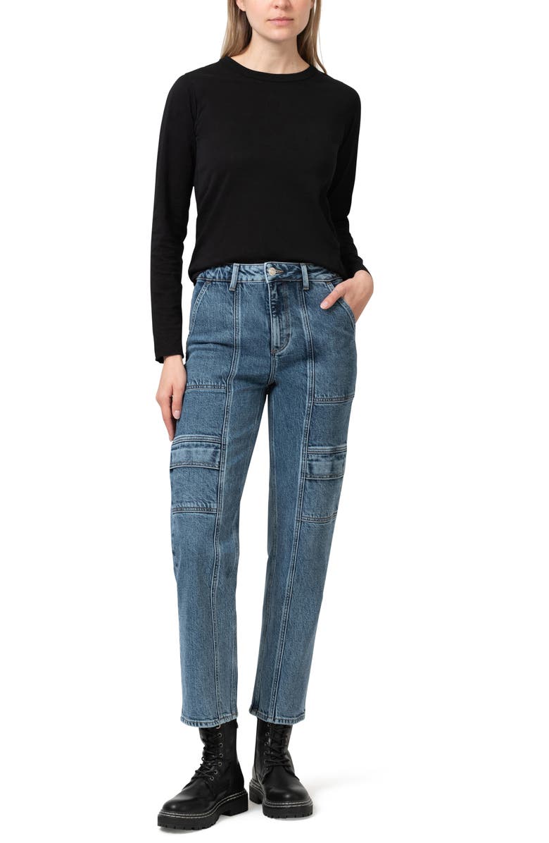 Mavi Jeans Marissa High Waist Straight Leg Utility Jeans, Alternate, color, Mid Brushed Classic Blue
