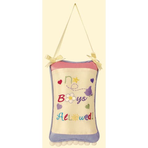 No Boys Allowed Embroidered Accent Throw Pillow