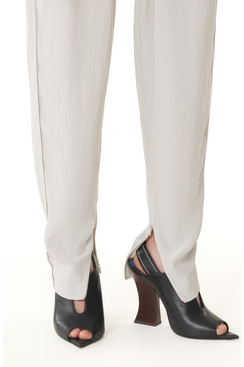 White Draped Charmeuse Pants, Alternate, color, White