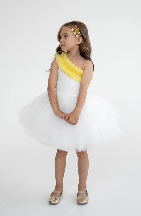 Fiona One Shoulder Ruffle Tulle Dress (Baby)